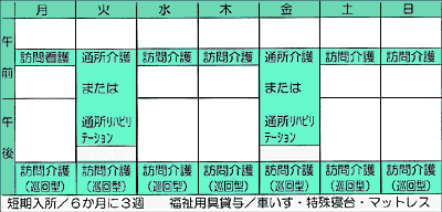 自宅での訪問サービスに重点を置いた場合(訪問型)の表