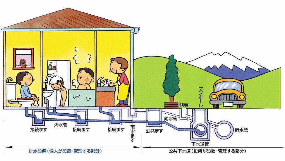 公共下水道と宅内排水設備の管理境界図の画像