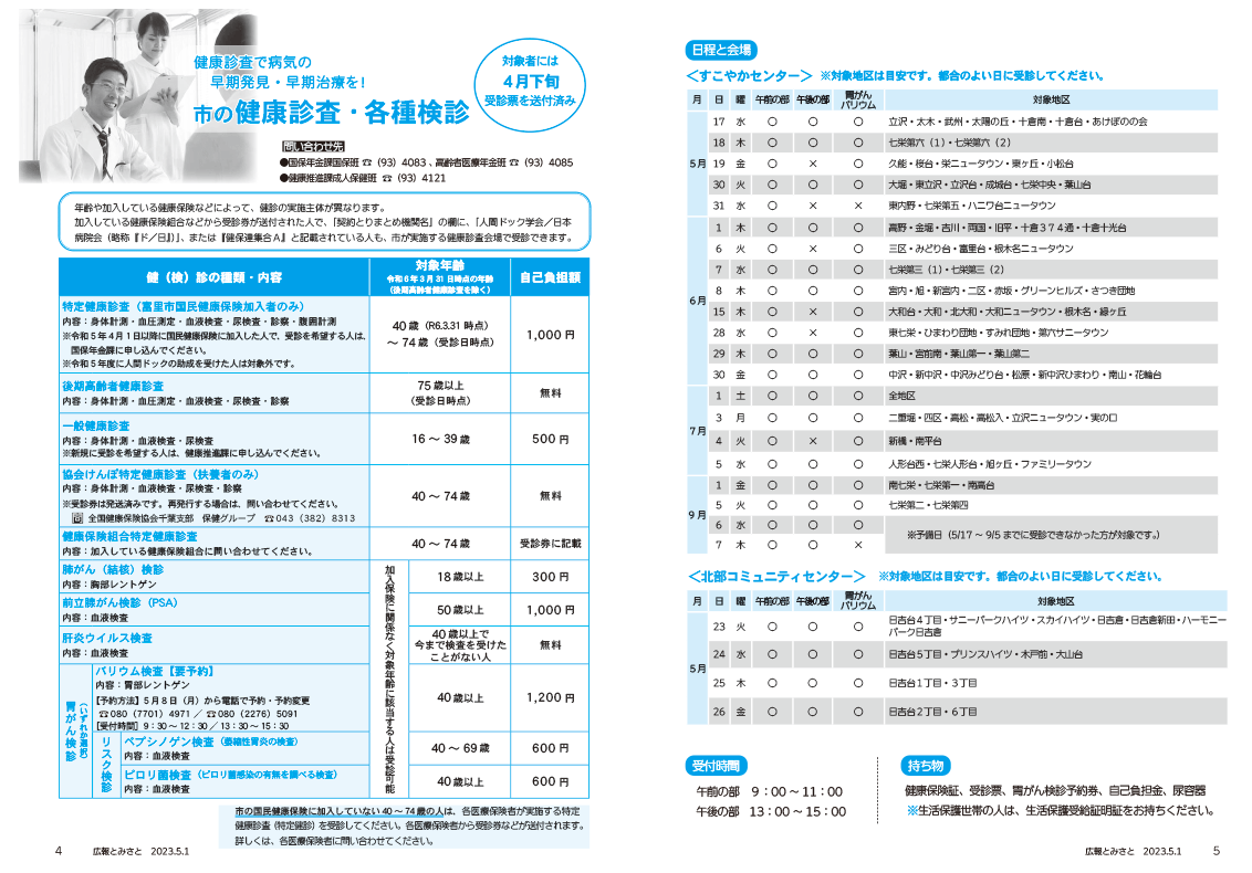 画像市の健康調査・各種検診