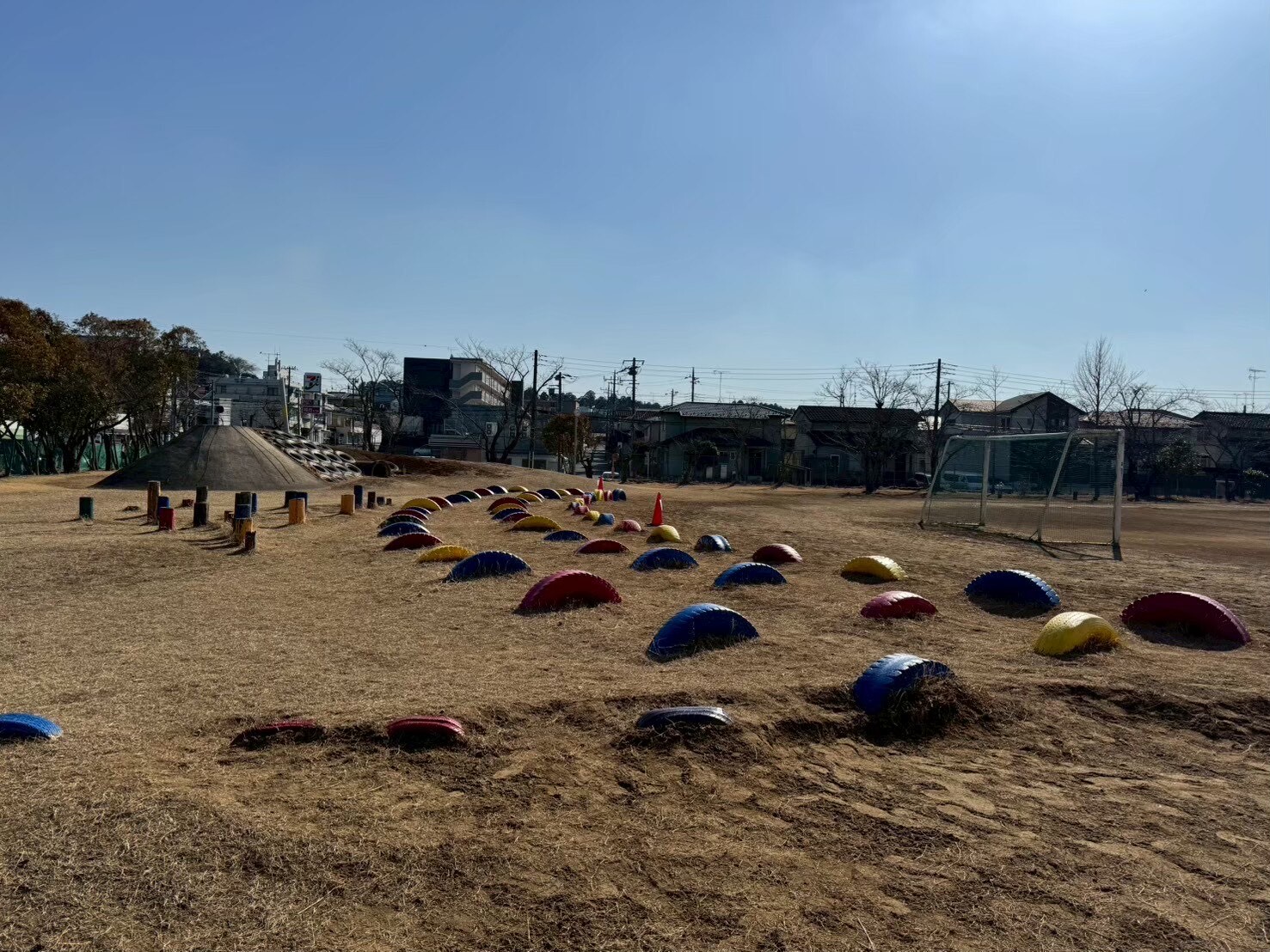 タイヤにペンキを塗った後の写真