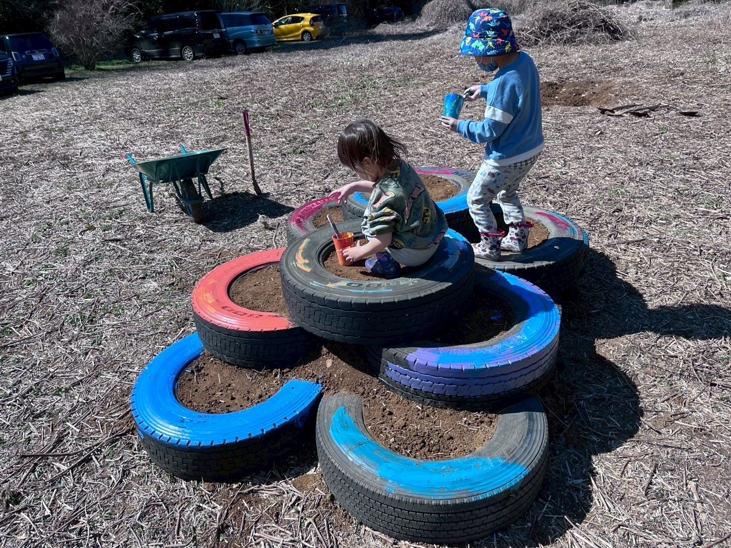 タイヤの階段の写真