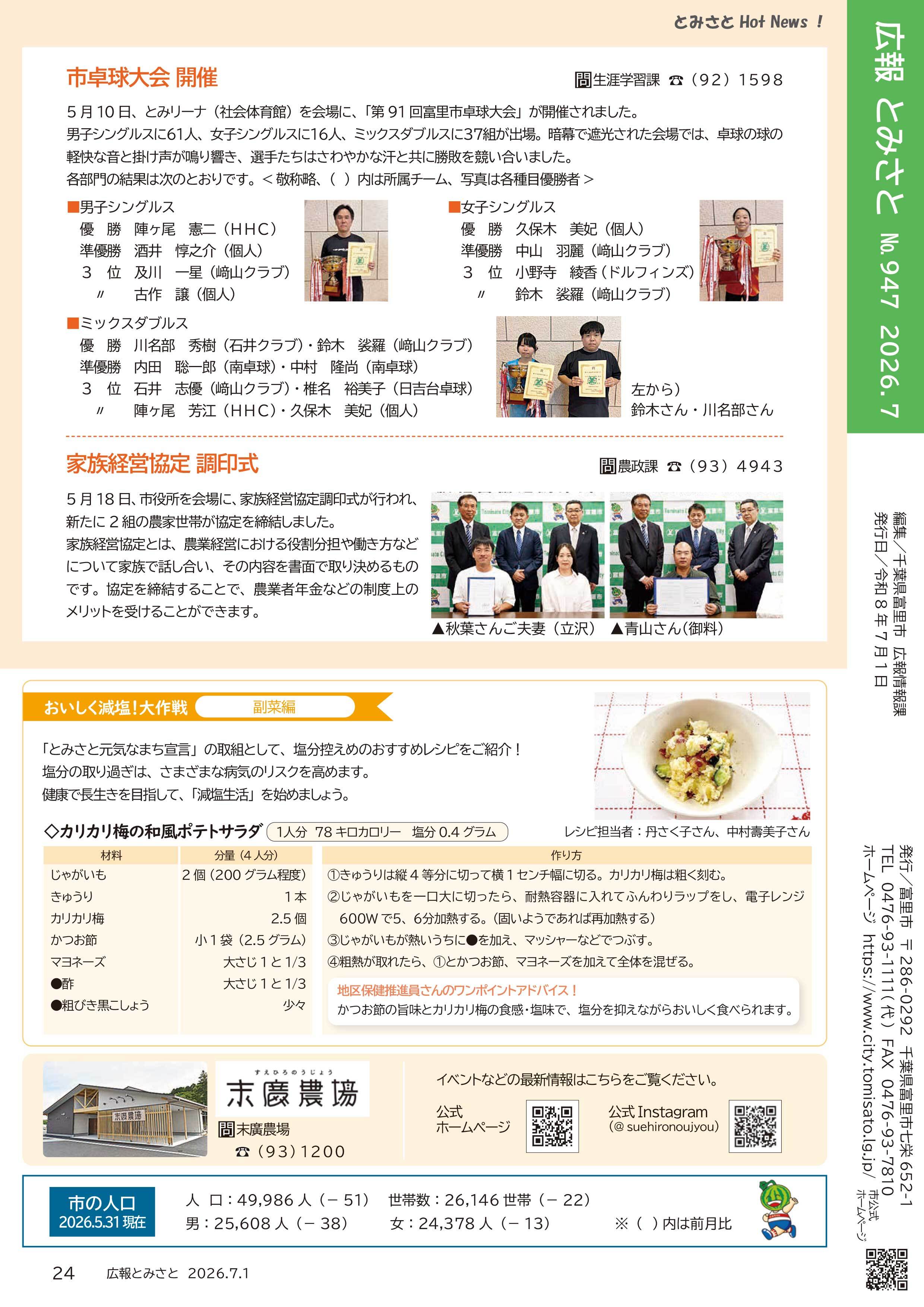 とみさとHotNews！2・おいしく減塩！大作戦(副菜編)pdf